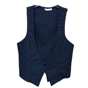 Ultra Flirt Women Fashion Vest, Single Button, Black and Silver, Medium